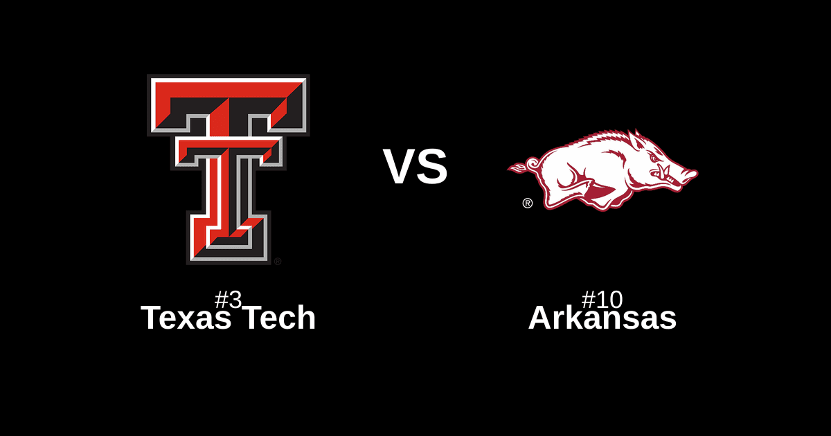 #3 Texas Tech vs #10 Arkansas Free Pick and Prediction – March 27